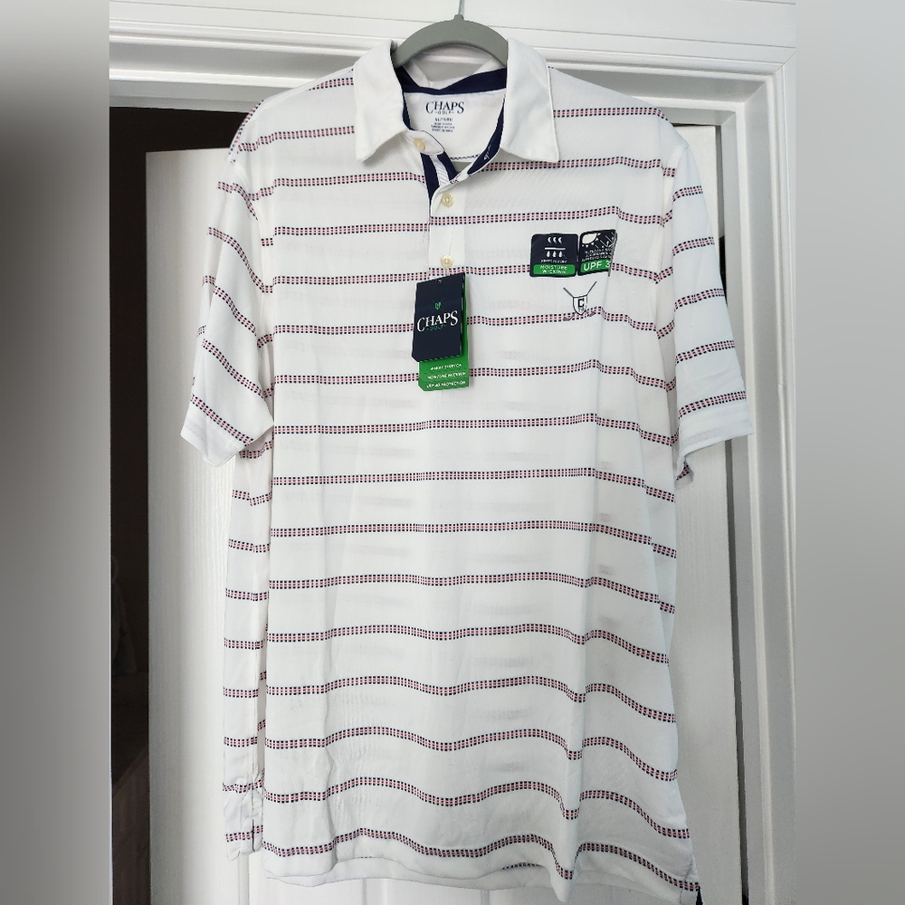 Chaps polo shirt, XL mens red white blue
